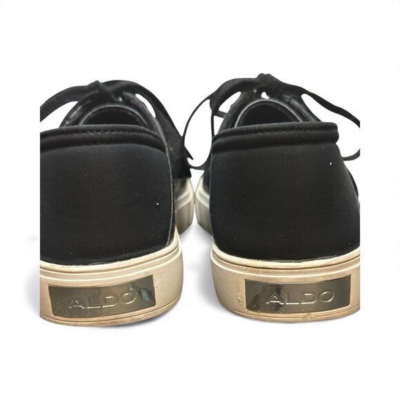 Aldo Stepanie Womens Size 8M Perforated Lace Up Collapsible Heel Black Sneakers - Picture 7 of 12